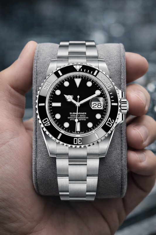 Premium Stainless Steel Diver-Style Watch with Date Function and Presentation Box Included